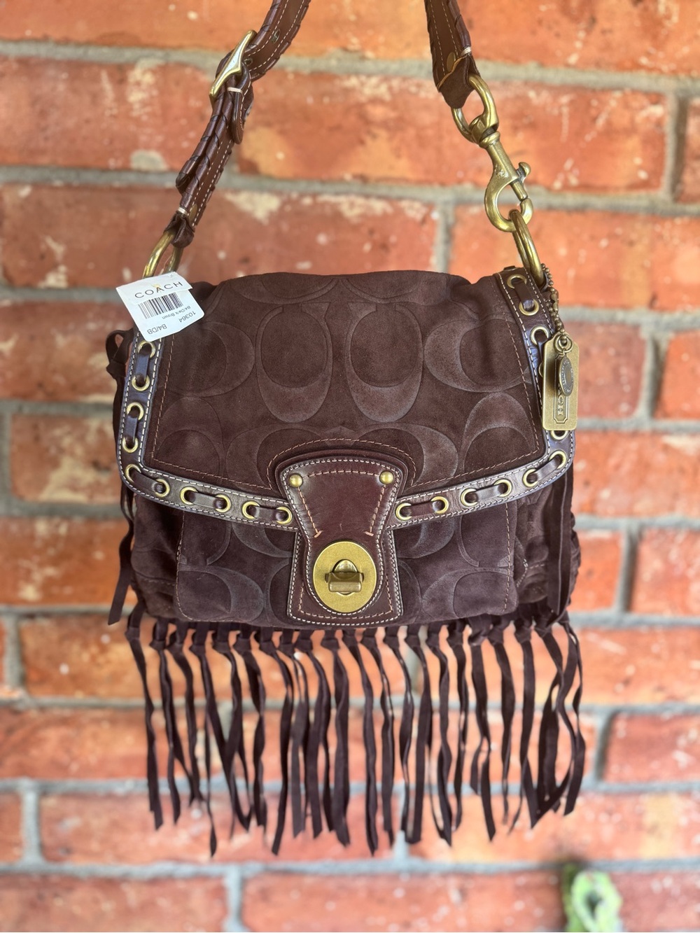 RARE Coach Ali Brown Suede fringe legacy